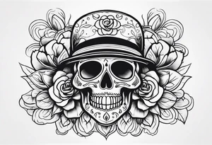 Day of dead skull with smoke around it tattoo idea