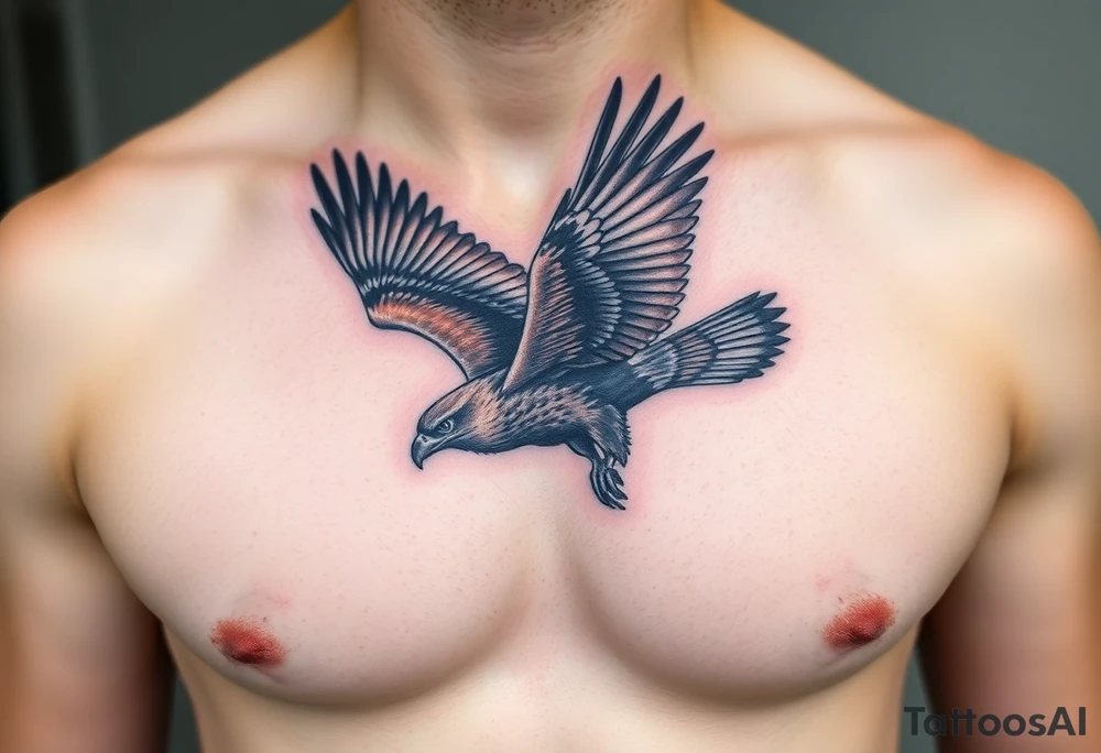 European buzzard soaring in the sky tattoo idea