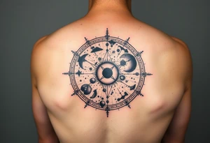 Astronomy surrounded by a black whole tattoo idea