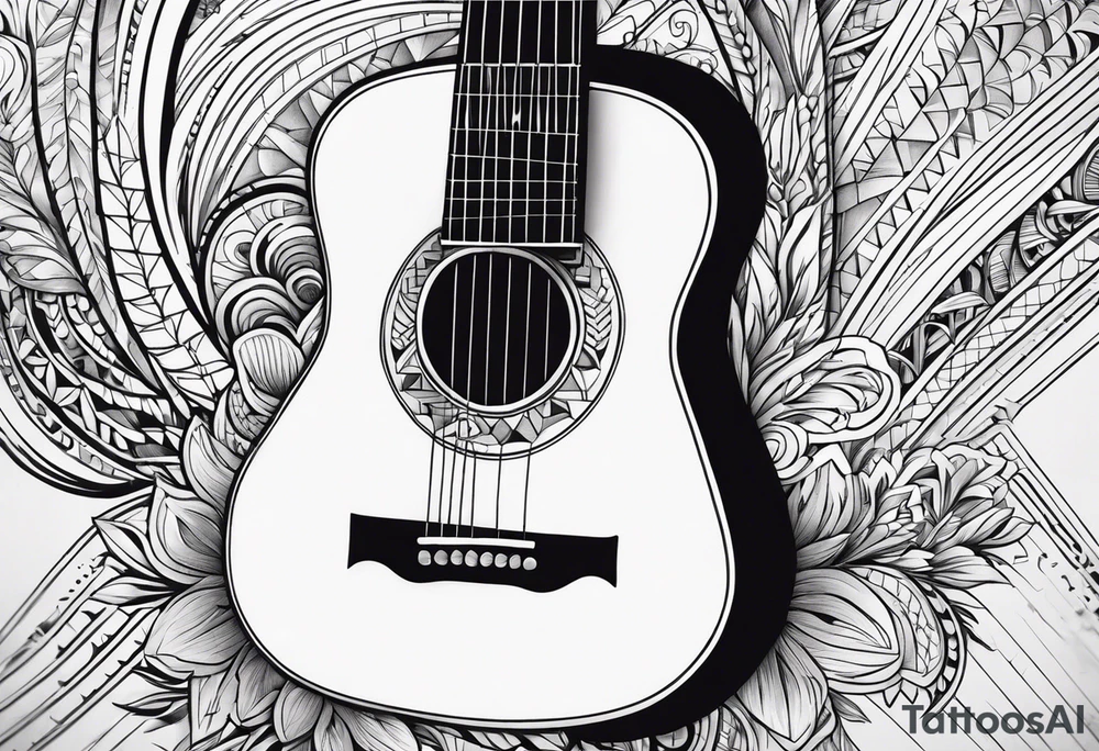 folk guitar on the calf tattoo idea
