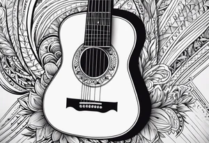 folk guitar on the calf tattoo idea