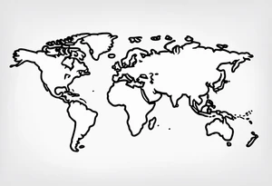 A hand drawn line map of the world, featuring a compass design of n, s, e and w - and incorporating the line "Always Carry On" tattoo idea