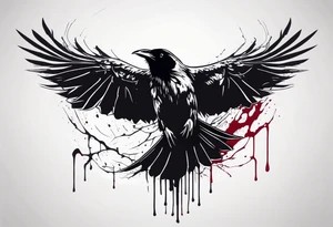dead raven dripped in blood tattoo idea