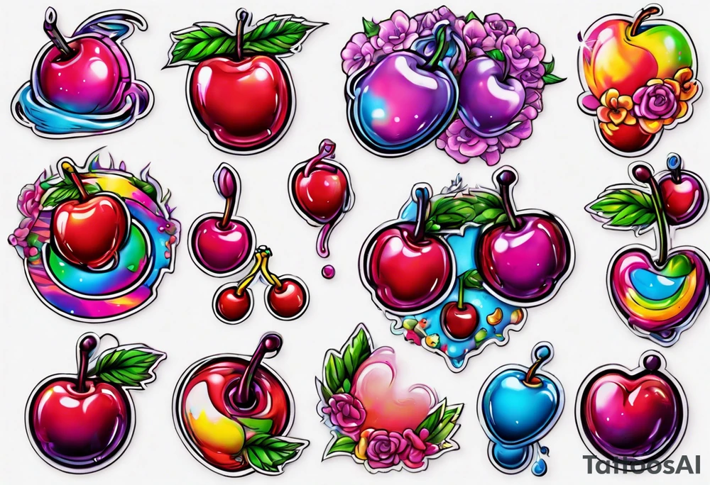 Lisa Frank cherry tattoo idea