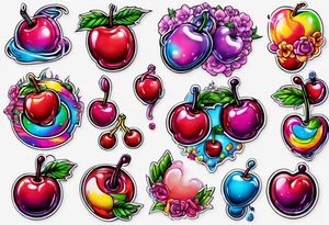 Lisa Frank cherry tattoo idea