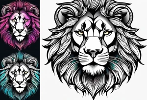 Lion. Power and love. Half Head design. tattoo idea