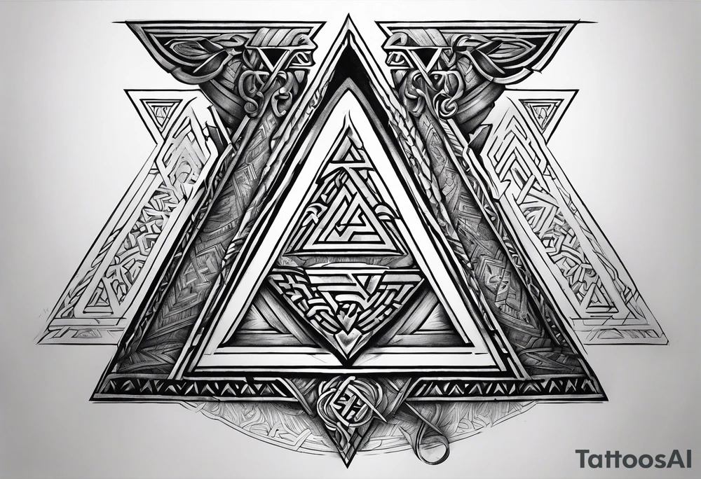 Valhalla steps Valknut sword tattoo idea