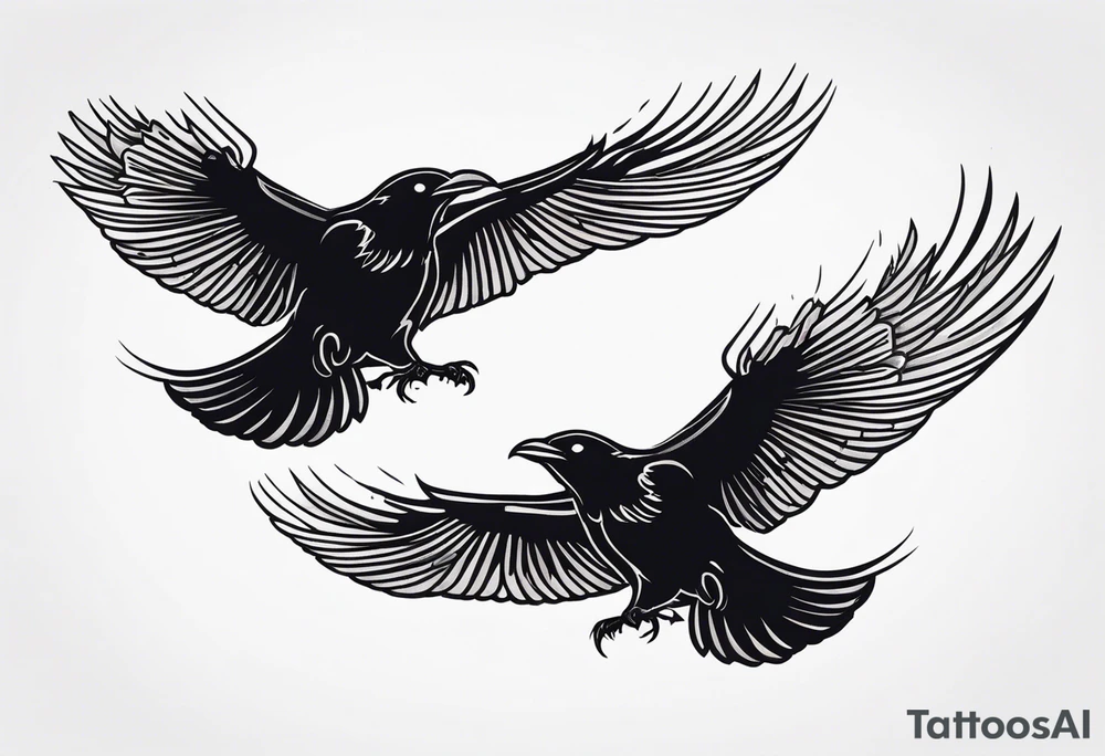 three ravens in flight tattoo idea