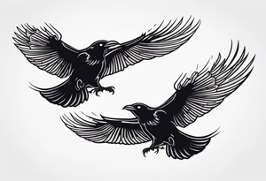 three ravens in flight tattoo idea