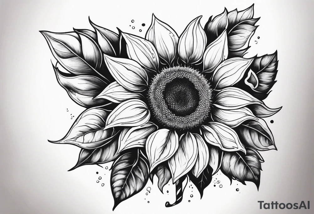 Sunflower in garden tattoo idea