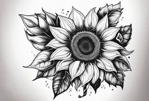 Sunflower in garden tattoo idea