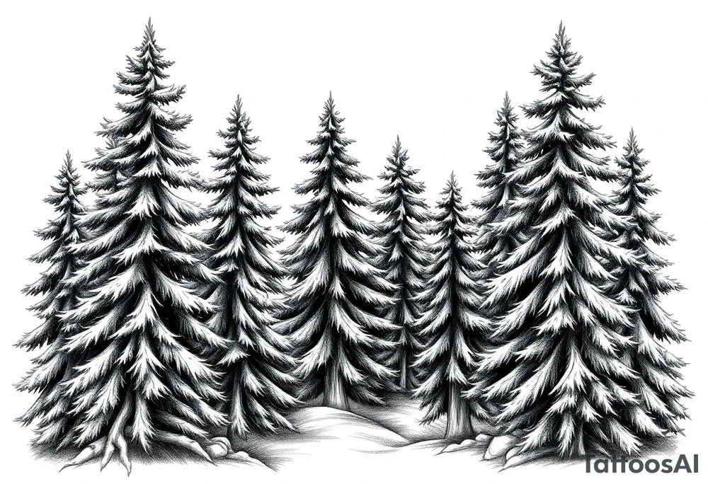 Coniferous forest the trees are black and gray tattoo idea Coniferous forest the trees are black and gray tattoo idea