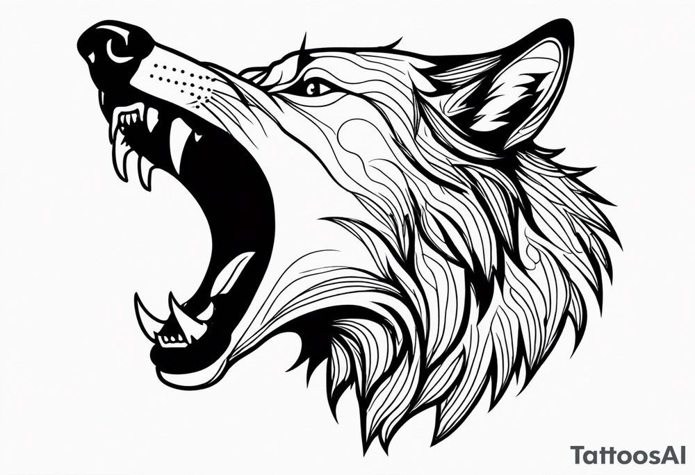 a rabid wolf turned 3/4 that does not stick out its tongue tattoo idea