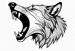 a rabid wolf turned 3/4 that does not stick out its tongue tattoo idea