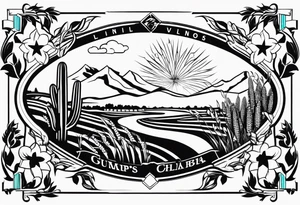 Illinois shape with corn, cubs, golf theme tattoo idea