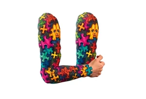 autism puzzle full color left arm sleeve completely covering full arm tattoo idea