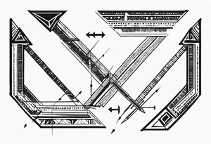 three basic parallel arrows.
The first arrow broken near the flight.
the second middle arrow in tact. the third arrow broken near the head. morse code for JAK in the design. tattoo idea