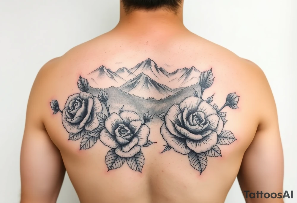 Flowers roses in the great smoky mountains view tattoo idea