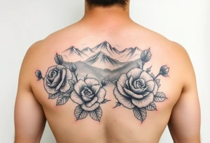 Flowers roses in the great smoky mountains view tattoo idea