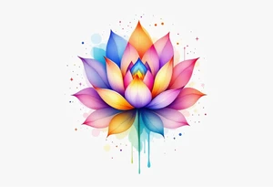 small colorful celestial with lotus flower tattoo idea
