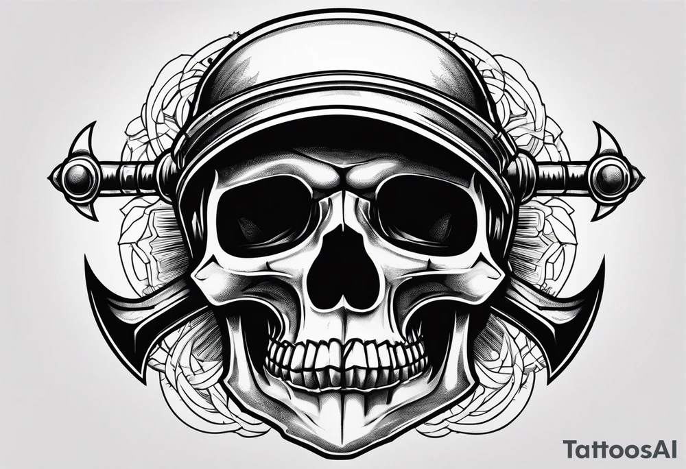 half anchor half helm
simple lines
no skulls tattoo idea
