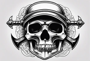 half anchor half helm
simple lines
no skulls tattoo idea
