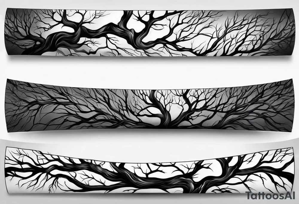 Dead tree arm sleeve tattoo idea