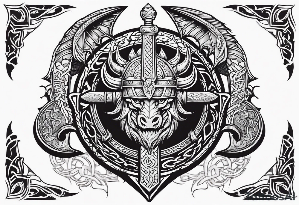 Valhalla sword shield viking ship dragon head tattoo idea Valhalla sword shield viking ship dragon head tattoo idea