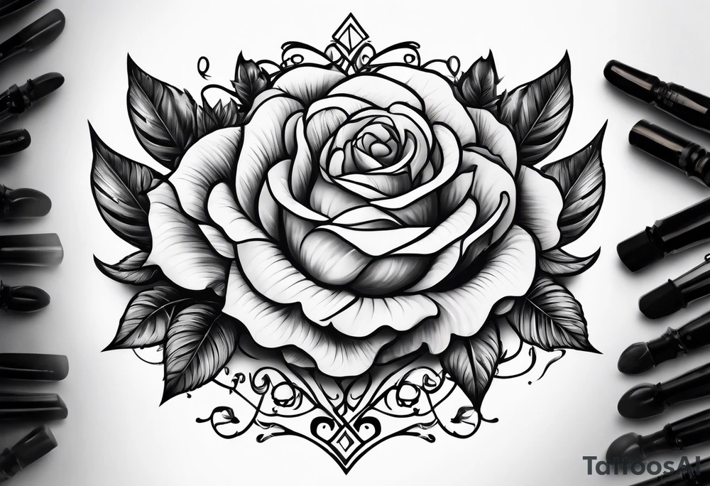 A lighting with roses around it tattoo idea
