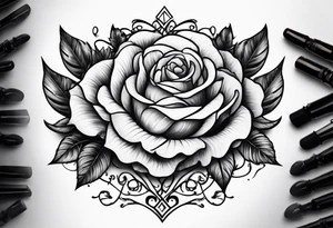 A lighting with roses around it tattoo idea