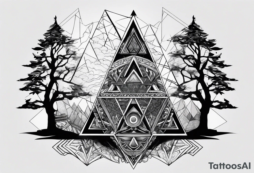 Viking tree with triangles tattoo idea