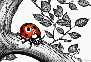 Lady bug on a branch tattoo idea