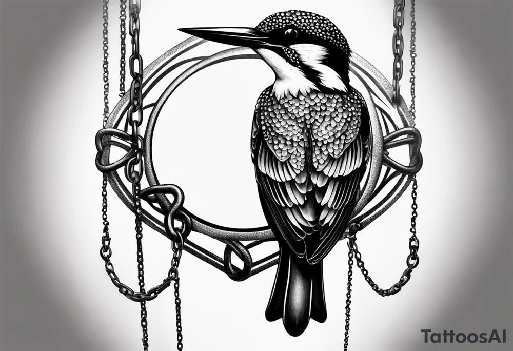 Kingfisher trapped in chains tattoo idea