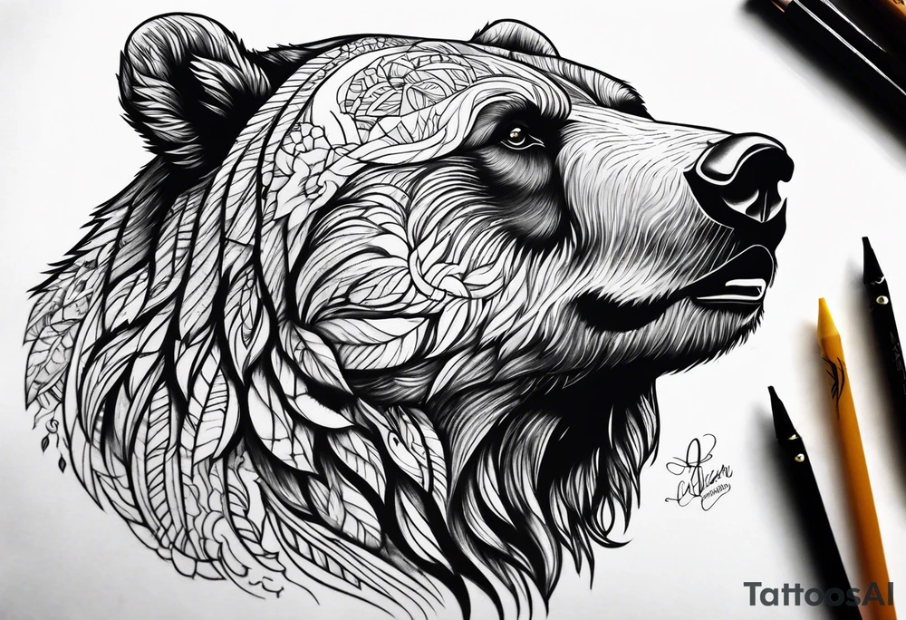 Powerful bear tattoo idea