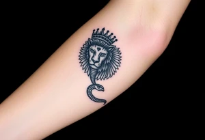 Lion with Egyptian crown and snake tattoo idea