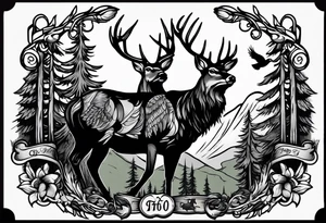 Hunting in forest tattoo idea