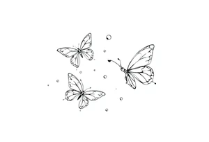 Dainty and fine line butterflies with bubbles and sparkles tattoo idea