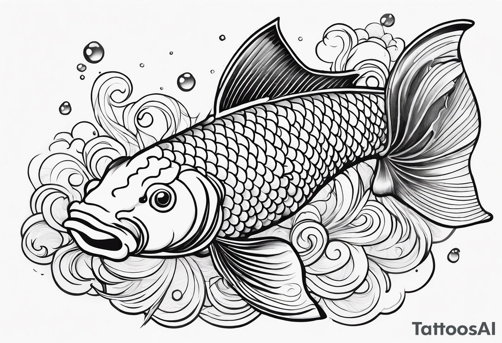 koi carp artistic line art tattoo idea