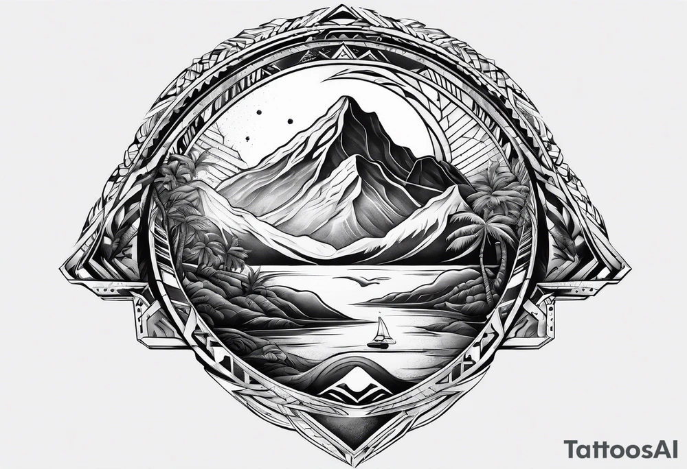 mountain and space samoan style tattoo idea