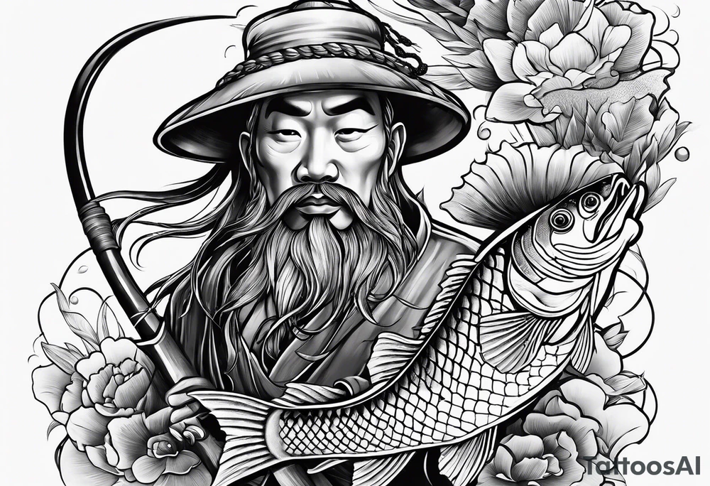 asian fisherman tattoo idea
