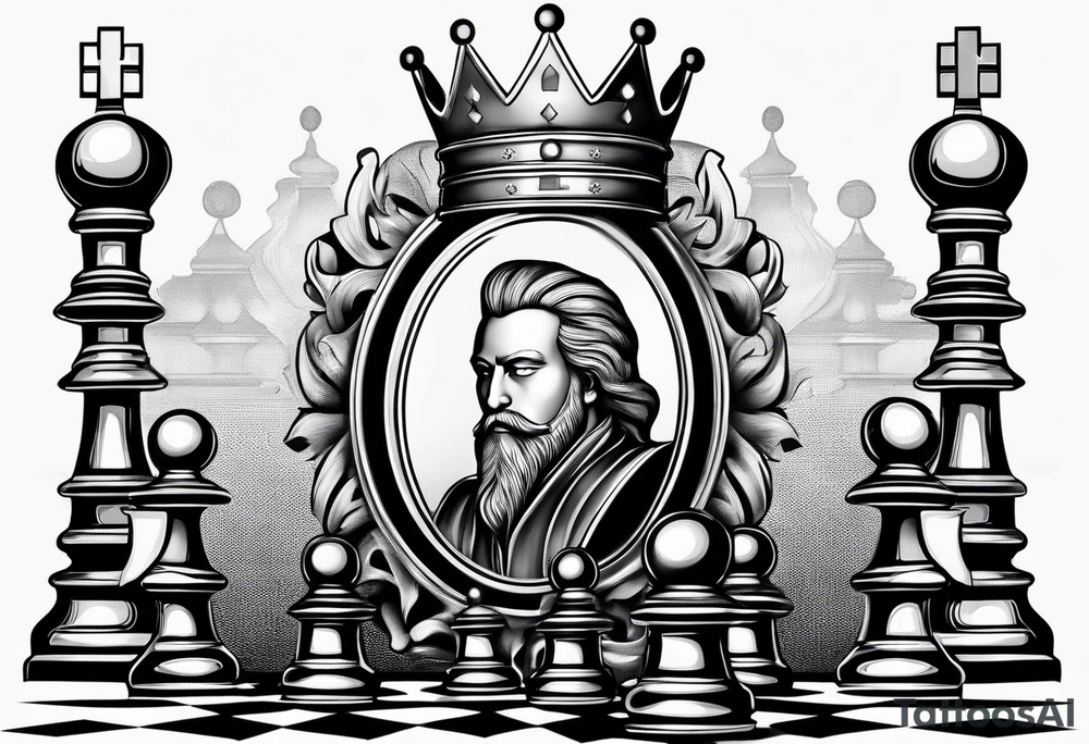 Chess pawn sees himself as king in mirror tattoo idea
