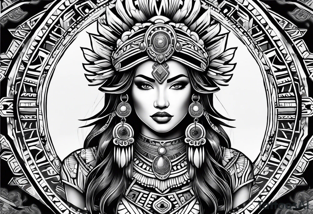 Aztec princess, ollin symbol tattoo idea