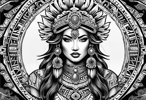 Aztec princess, ollin symbol tattoo idea