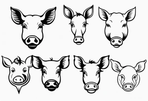 pig, cow, chicken and human footprints tattoo idea