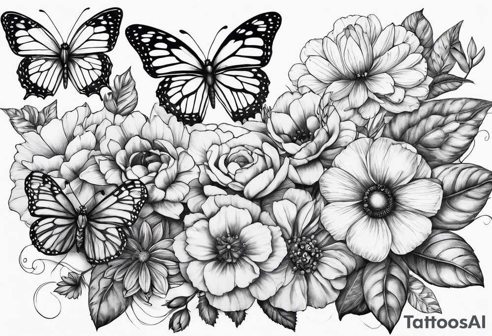 flowers,butterflies,ladybugs,time,love,family tattoo idea