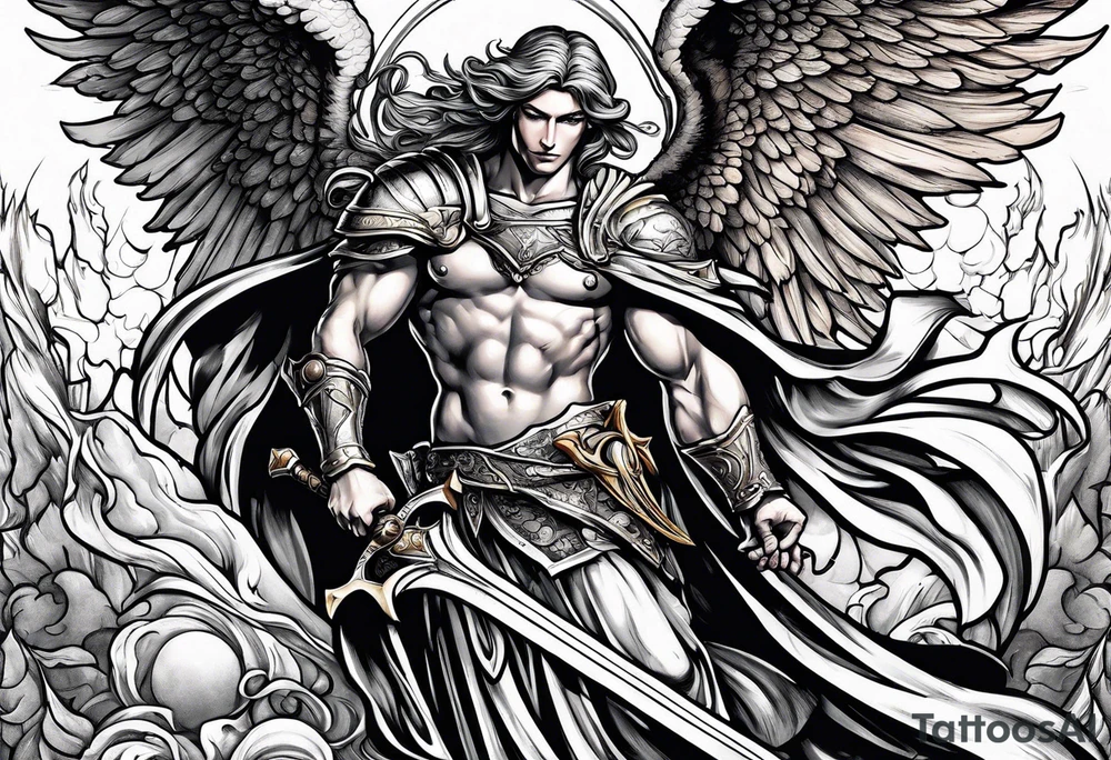 Michael the Archangel killing Satan tattoo idea