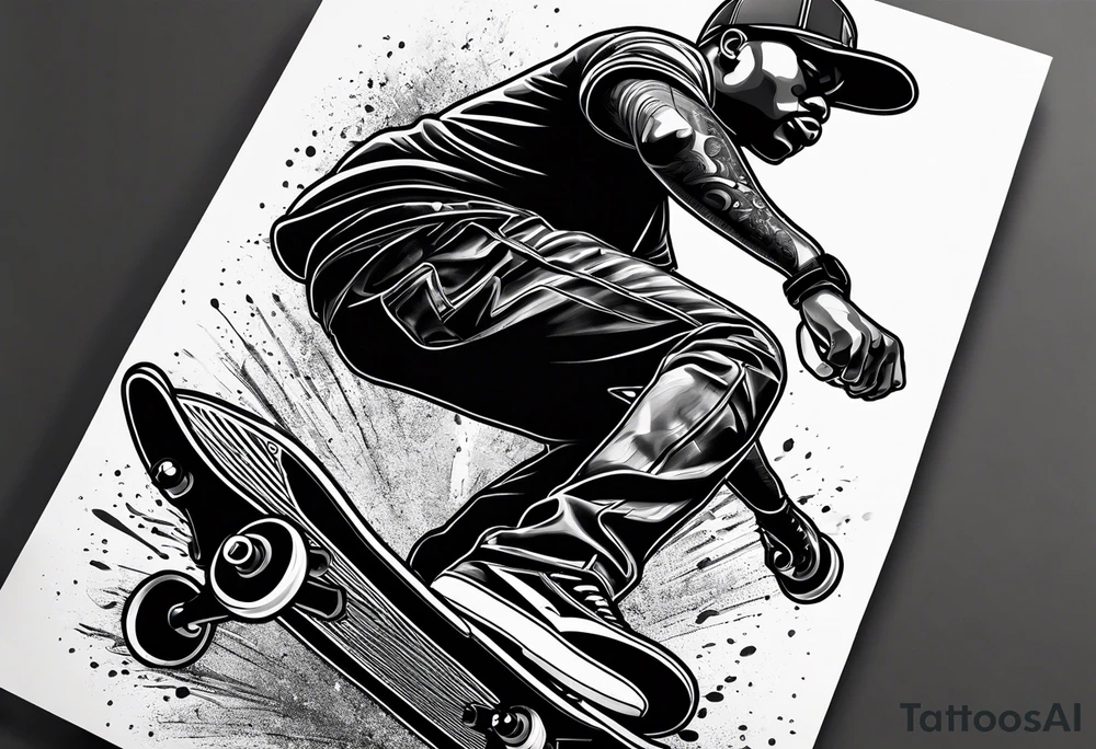Black person skateboarder tattoo idea