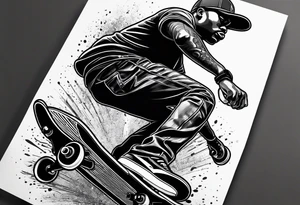 Black person skateboarder tattoo idea