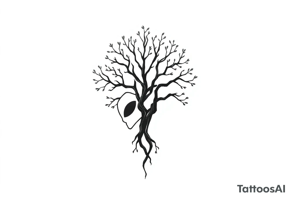tree of life shaped as Alien head\face tattoo idea