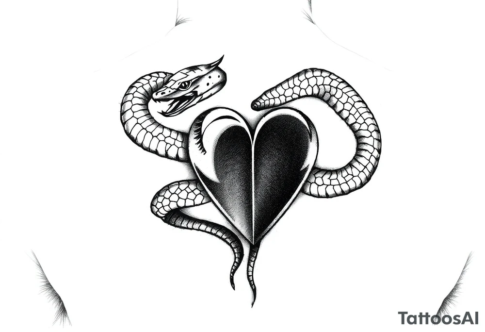 Can you give an example of a snake tattoo that wraps around the elbow and ends on the forearm on the ulnar side? With the words jealous, shame, and black heart subtly incorporated. tattoo idea